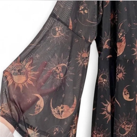 Cosmic Aura Celestial Skull Mesh Dress Plus Size 5 (26W-28W), Whimsigoth/Grunge - Picture 7 of 8